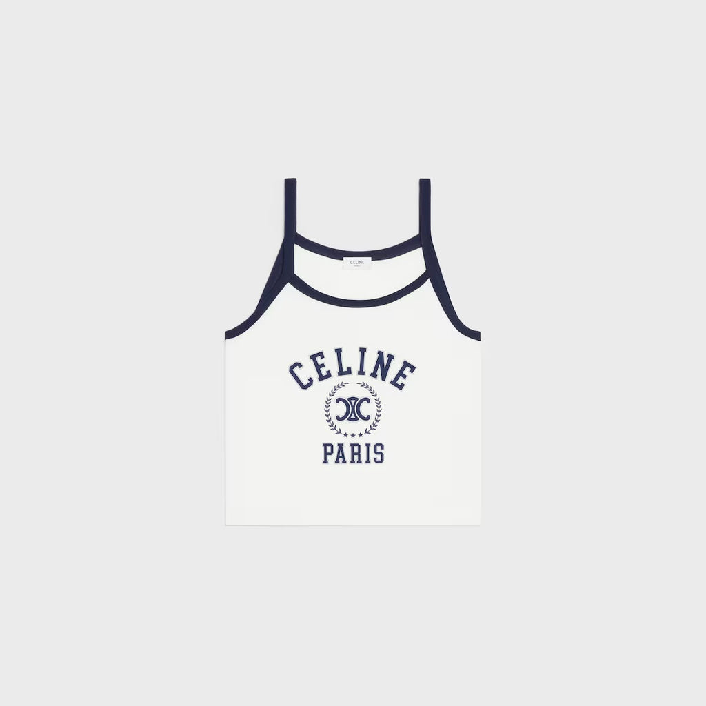 Celine RX0AQ671Q.01MA,Celine tank top,Celine white vest,Celine white top,Celine vest, Celine vest 2025,Celine top on sale,Cel