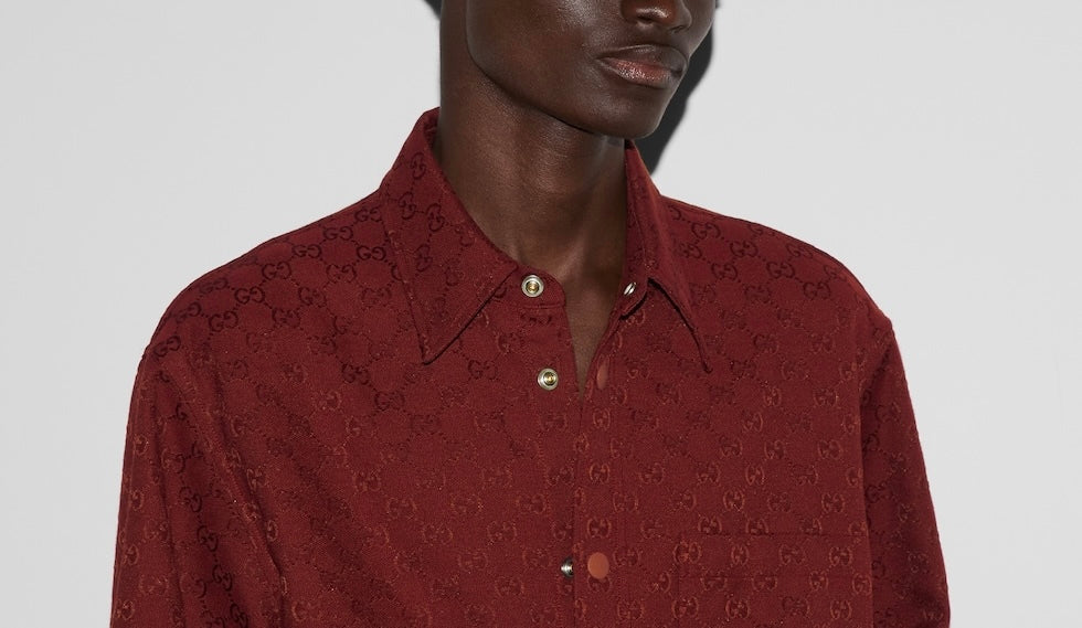 Gucci 794906ZAF4S,Gucci red shirt,Gucci red monogram shirt,Gucci shirt monogram mens,Gucci red shirt on sale,Gucci gg red shi