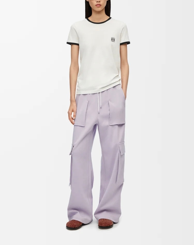 Loewe S359Y22X28,Loewe slim fit T-shirt in cotton,Loewe white T-shirt,Loewe embroidery white t-shirt,Loewe women white t-shir