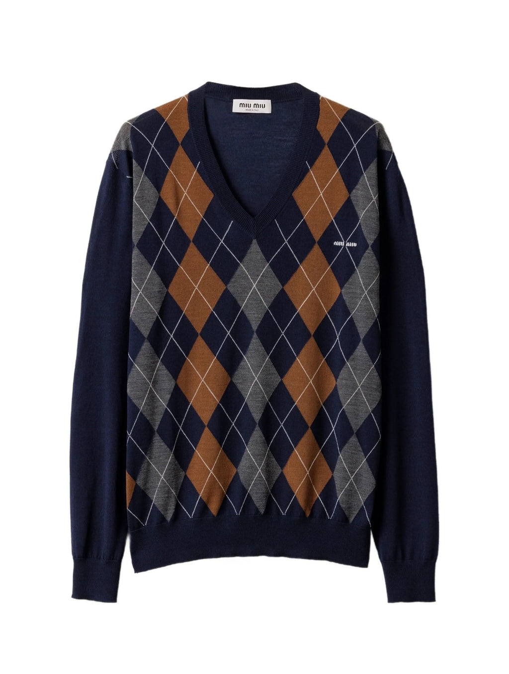 Winniemodo,Winnie modo,Miu miu MMLB67,Miu Miu Argyle v-neck wool sweater,Miu Miu Argyle v-neck sweater,Miu Miu v-neck sweater