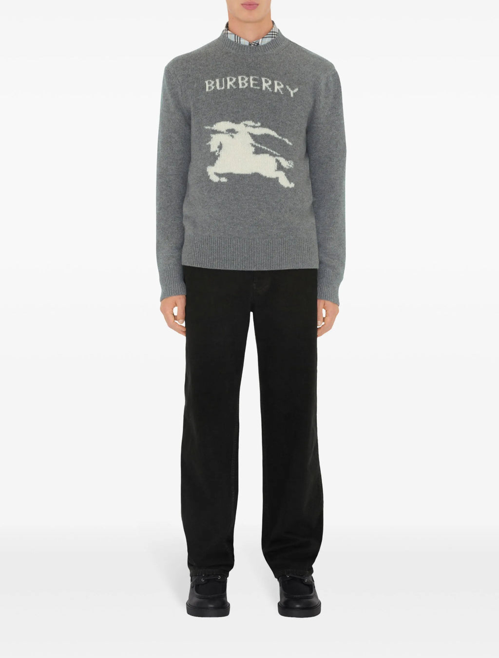 Burberry 8104878,Burberry sweater mens,Burberry sweater cashmere grey,Burberry sweater wool grey,Burberry knitwear grey,Burbe