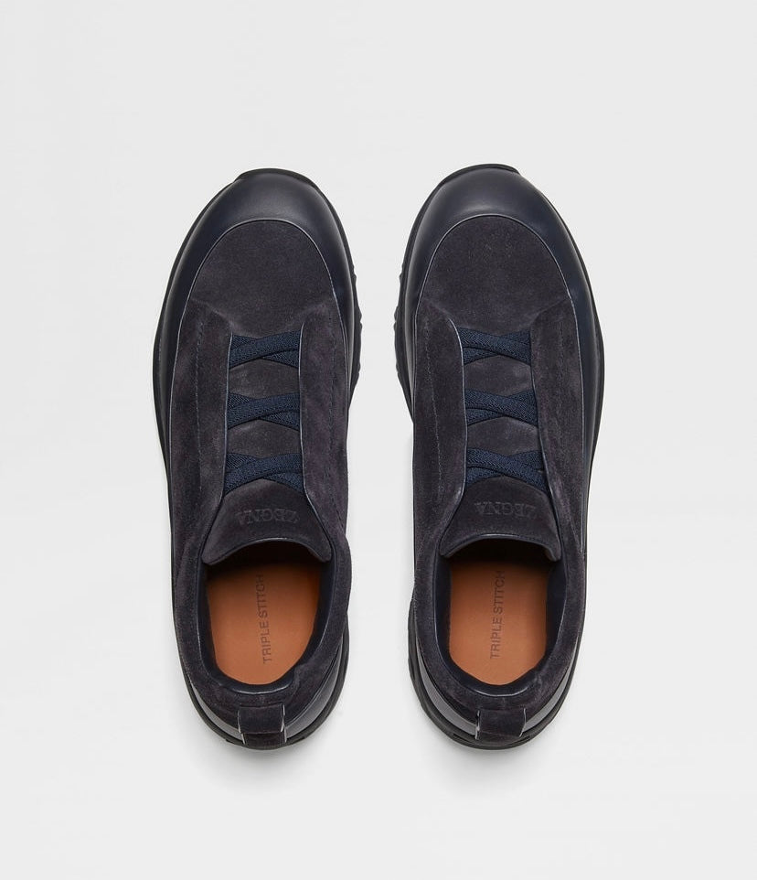 Winniemodo,Winniemodony,Zegan S7008Z,Zegna triple stitch sneakers, Zegna triple stitch sneakers sale,Zegan sneaker suede navy