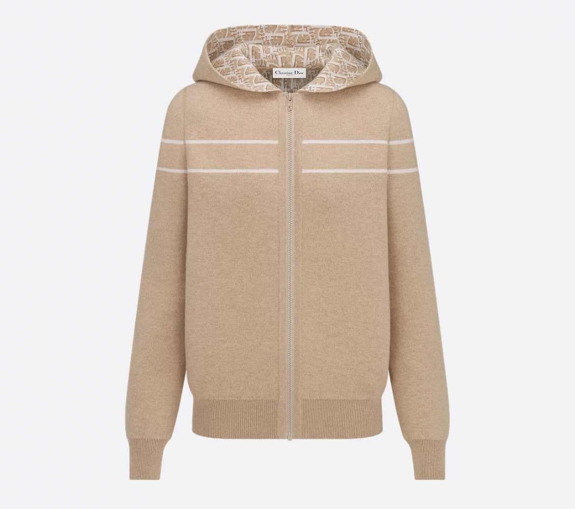 Dior 054G12AM055,Dior reversible zipped cardigan,Dior reversible cardigan,Dior reversible beige cardigan,Dior beige cardigan,