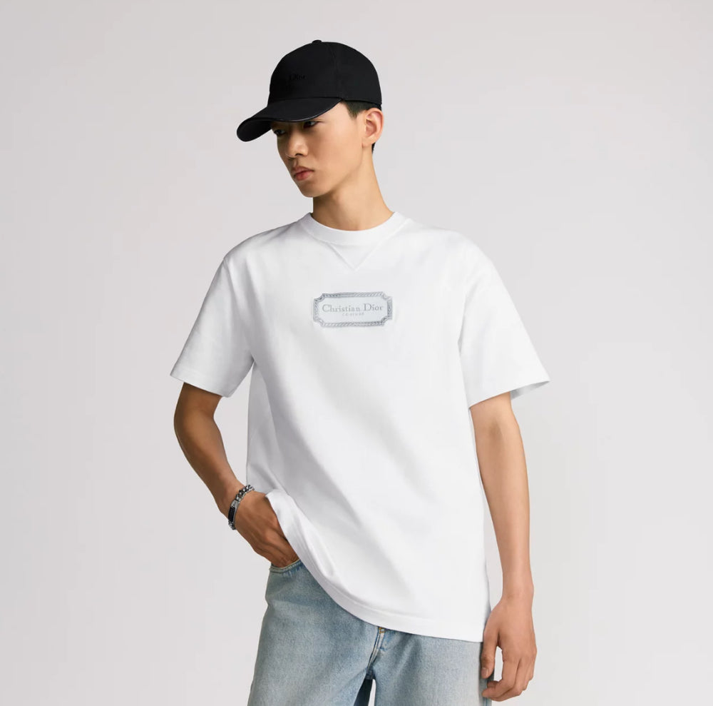Dior 343J696C0554,Christian Dior Couture T-shirt,Dior Couture embroidered T-shirt,Christian Dior mens T-shirt,Dior mens t-shi