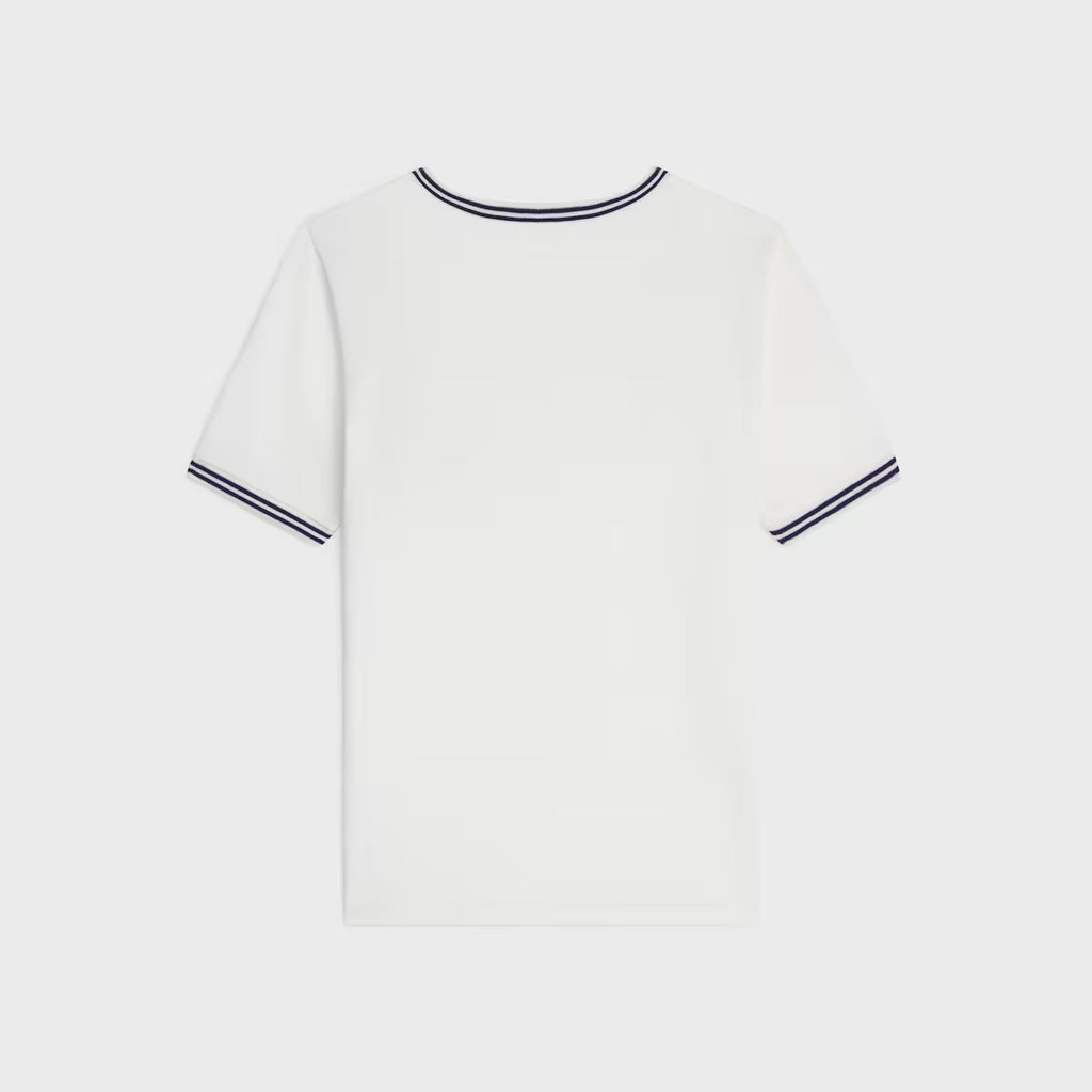 Celine RX097671Q.01MA,Celine 70’s triomphe T-shirt,Celine triomphe pocket T-shirt,Celine triomphe white T-shirt,Celine white