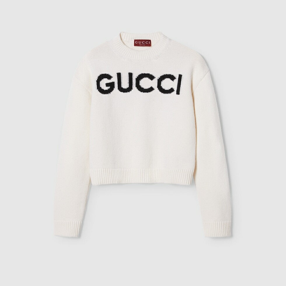 Gucci 770072XKEBC,Gucci top white,Gucci sweater women,Gucci sweater wool women,Gucci sweater white women,Gucci Gucci sweater