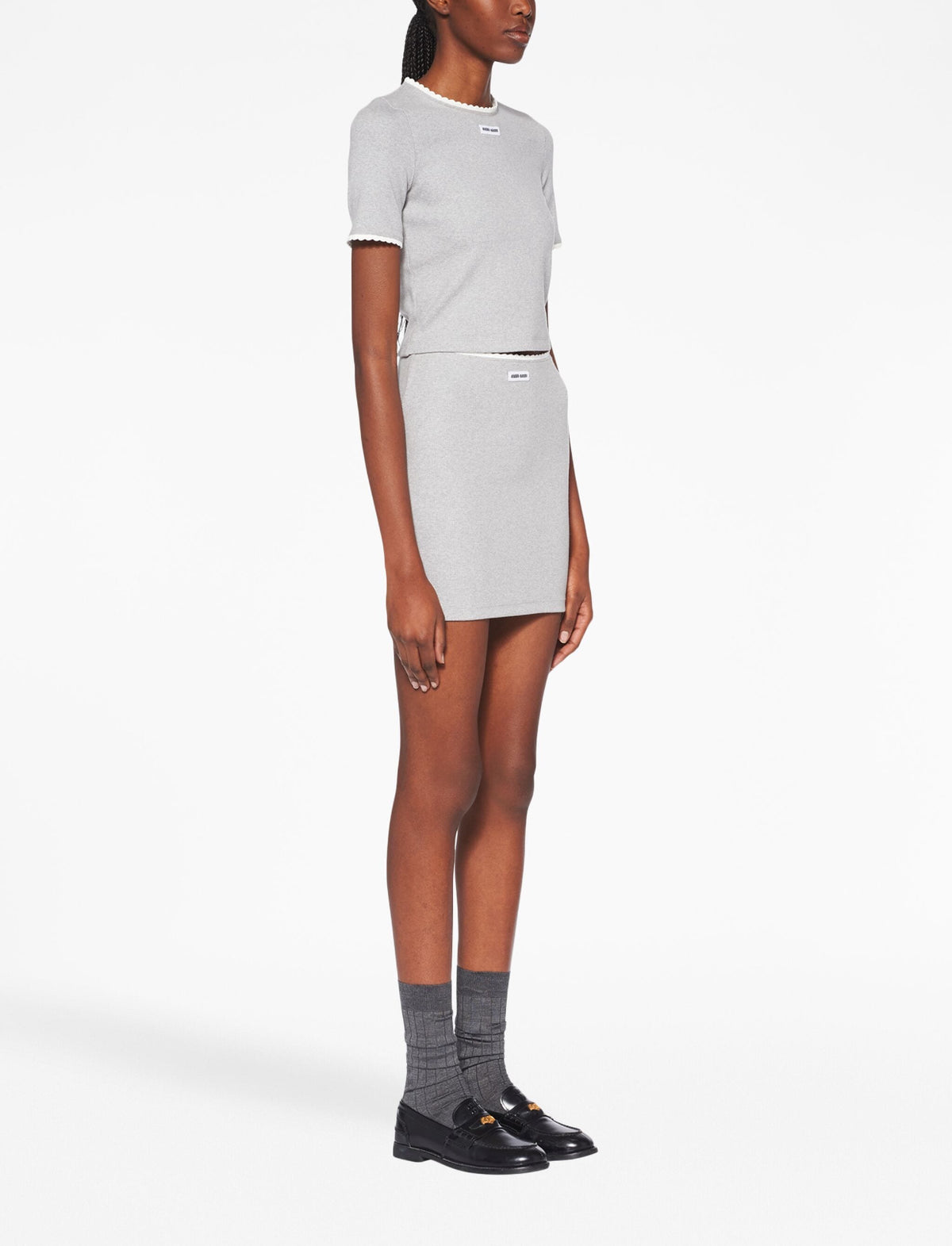 Miu Miu embroidered logo short sleeve jumper