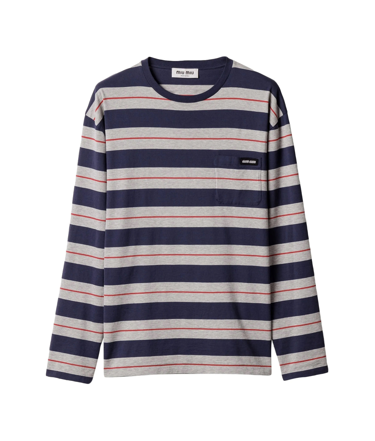MIU MIU MJL014SOOO14RT,Miu Miu long sleeves T-shirt,Miu Miu long sleeves striped T-shirt,Miu Miu long sleeves navy T-shirt,Mi