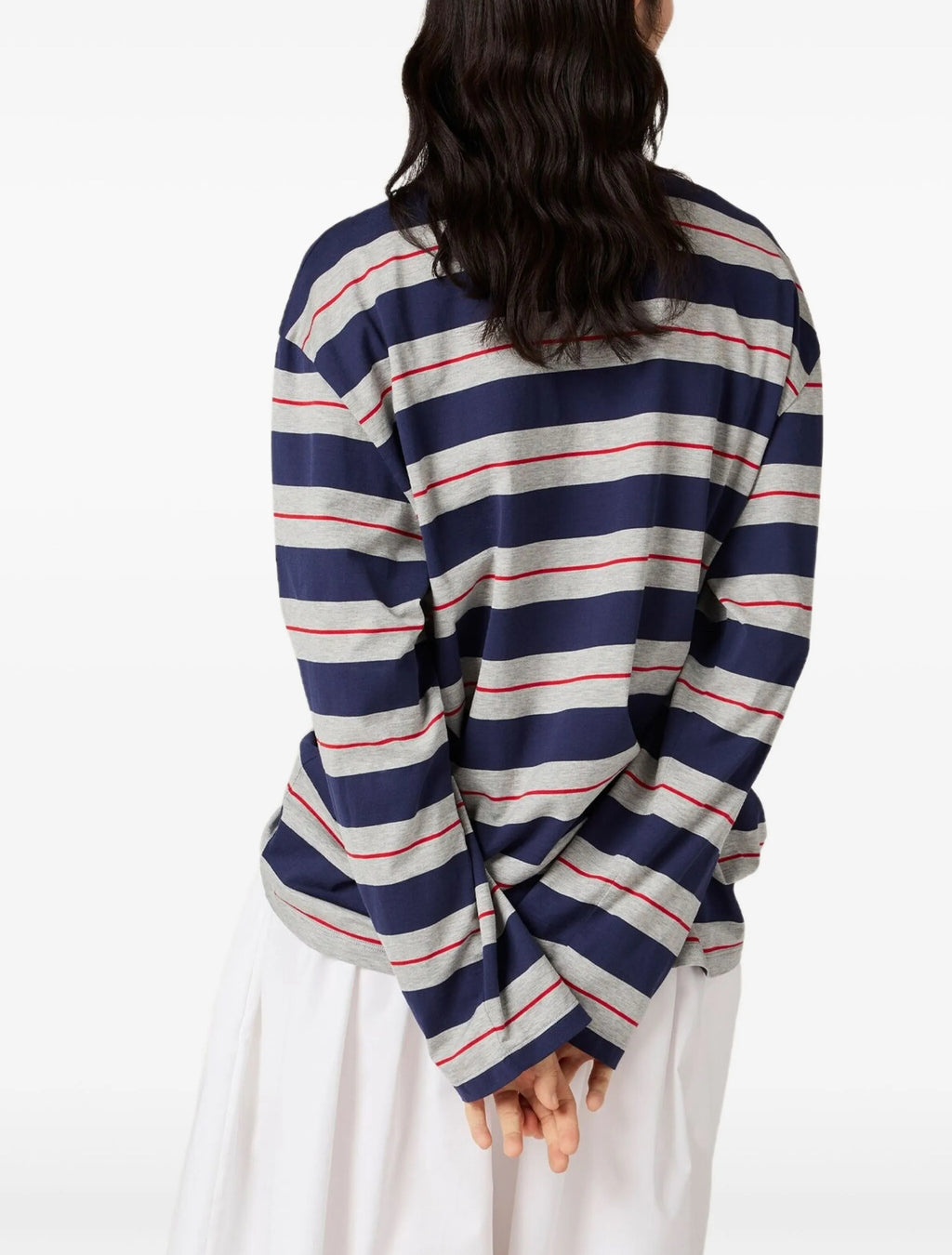 MIU MIU MJL014SOOO14RT,Miu Miu long sleeves T-shirt,Miu Miu long sleeves striped T-shirt,Miu Miu long sleeves navy T-shirt,Mi