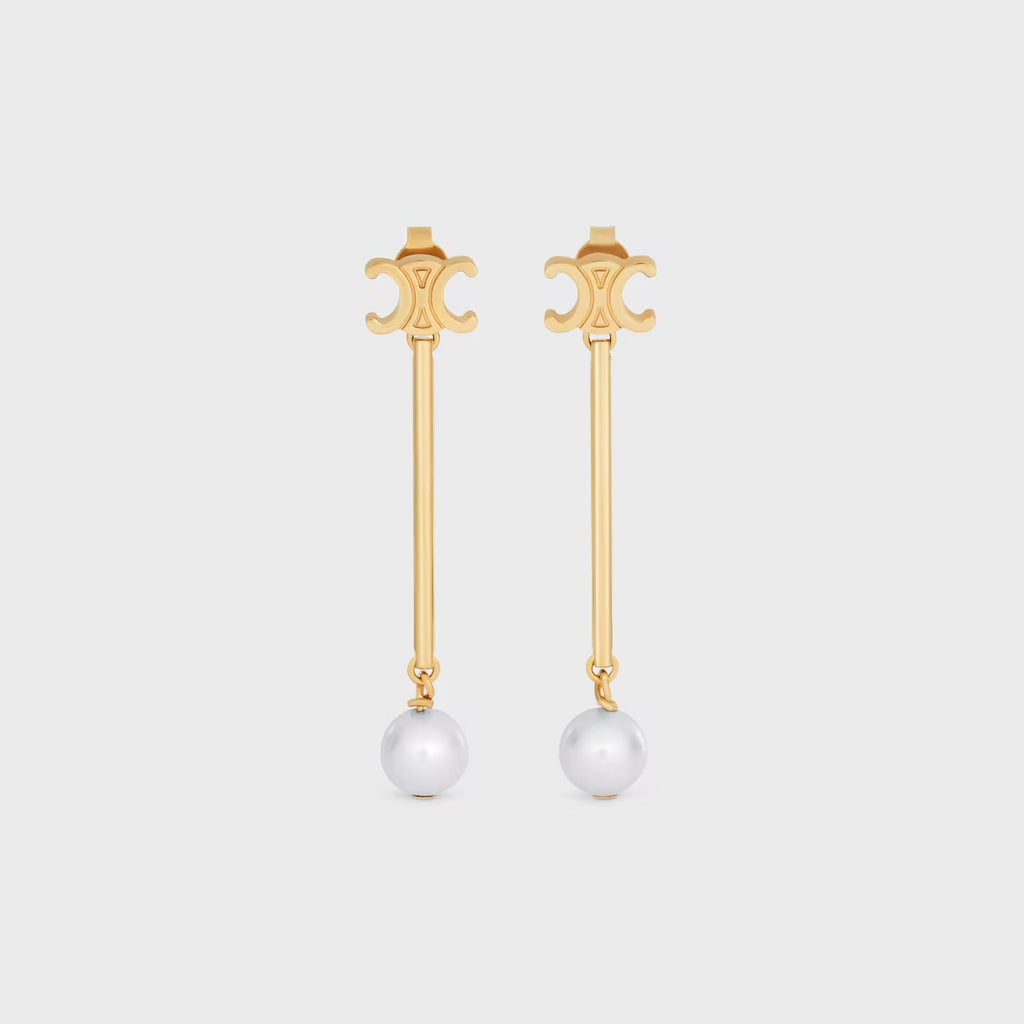 Winniemodo,Winniemodony,Celine B102W6PRB.01GI,Celine triomphe earrings,Celine triomphe earrings pearl,Celine earrings sale,Ce
