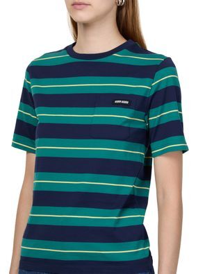 MIU MIU MJN537, MIU MIU striped t-shirt, Miu Miu jersey T-shirt,Miu Miu green striped T-shirt,Miu Miu green T-shirt,Miu Miu T