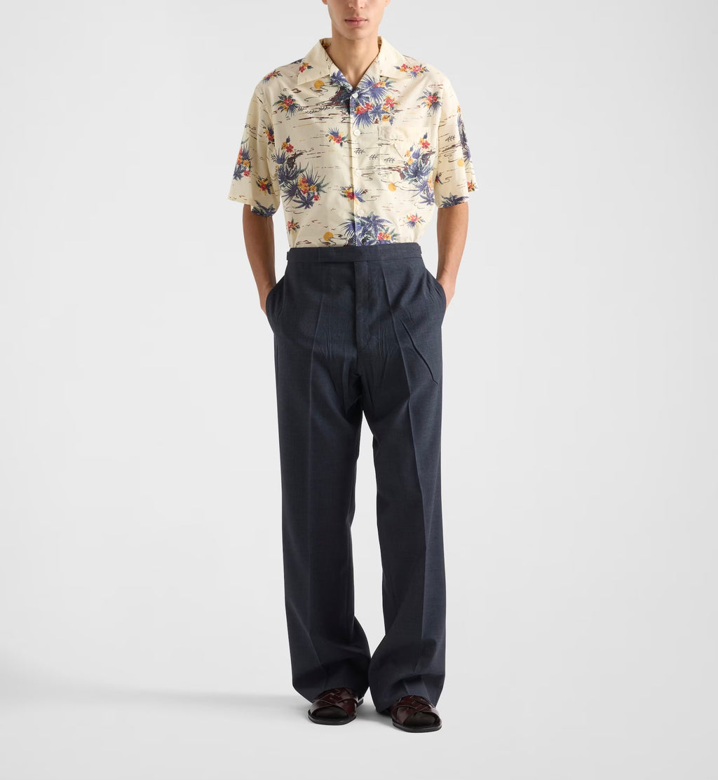 Prada USC414SUMO15YK, Prada Hawaii printed shirt, Prada Hawaii printed short sleeve shirt, Prada flower printed mens shirt, P
