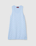Gucci 786403 XKEPI,Gucci GG monogram mini dress, Gucci GG monogram blue dress,Gucci blue dress,Gucci blue sleeveless dress,Gu