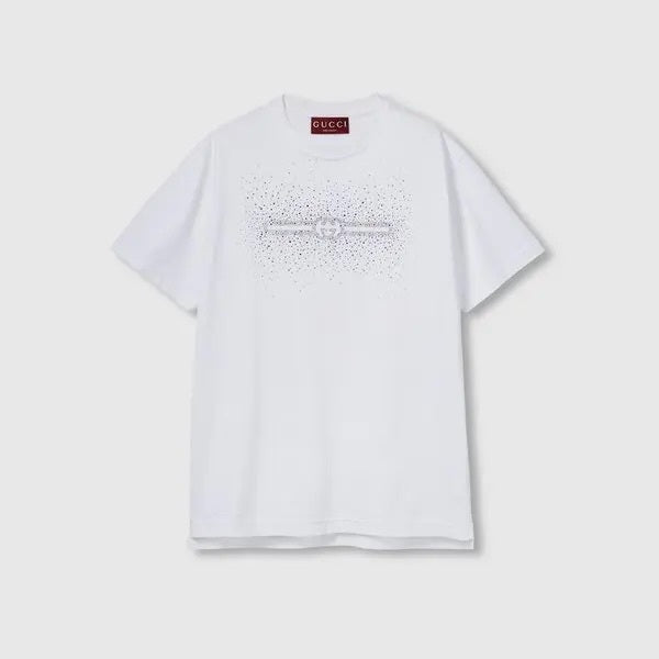 Winniemodo,Winniemodony,Gucci 813616,Gucci t-shirt white,Gucci t-shirt crystal logo,Gucci tee crystal,Gucci tee white,Gucci t