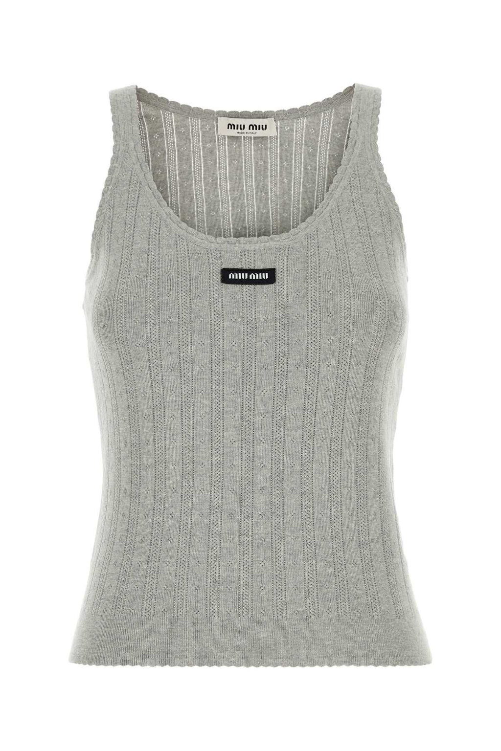 Winniemodo,Winnie modo,MIU MIU MMV28717OXF0031,Miu Miu cotton tank top,Miu Miu vest,MIU MIU vest grey,MIU MIU top grey,MIU MI