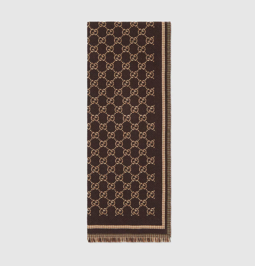 Winniemodo,Winnie modo,Gucci 836264 4G386,Gucci GG wool jacquard scarf,Gucci scarf,Gucci scarf sale,Gucci scarf brown,Gucci s