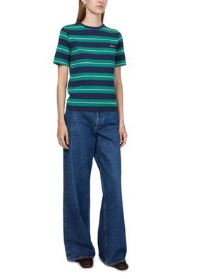 MIU MIU MJN537, MIU MIU striped t-shirt, Miu Miu jersey T-shirt,Miu Miu green striped T-shirt,Miu Miu green T-shirt,Miu Miu T