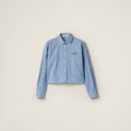 MIU MIU MK1659_16MK_SOOO,Miu Miu poplin shirt,MIU MIU blue shirt,MIU MIU blue checkered shirt,MIU MIU shirt,Miu MIU shirt on