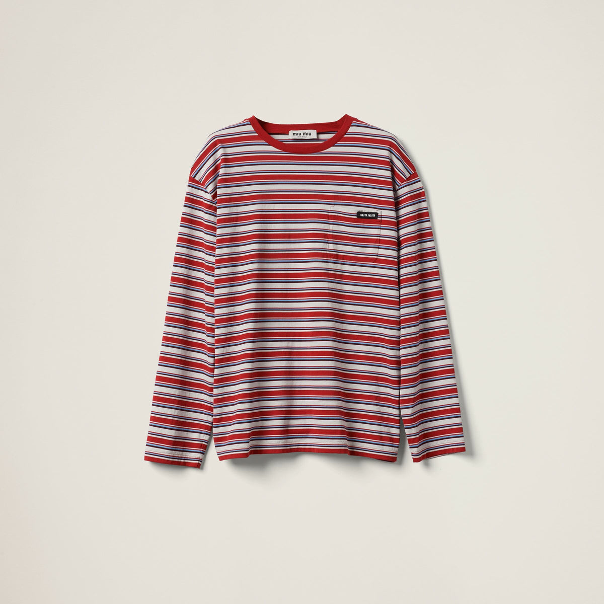 Miu Miu Long sleeved cotton jersey T-shirt, Miu Miu MJL01414RTSOOO, Miu Miu T-shirt on sale, Miu Miu T-shirt authenticity, Mi