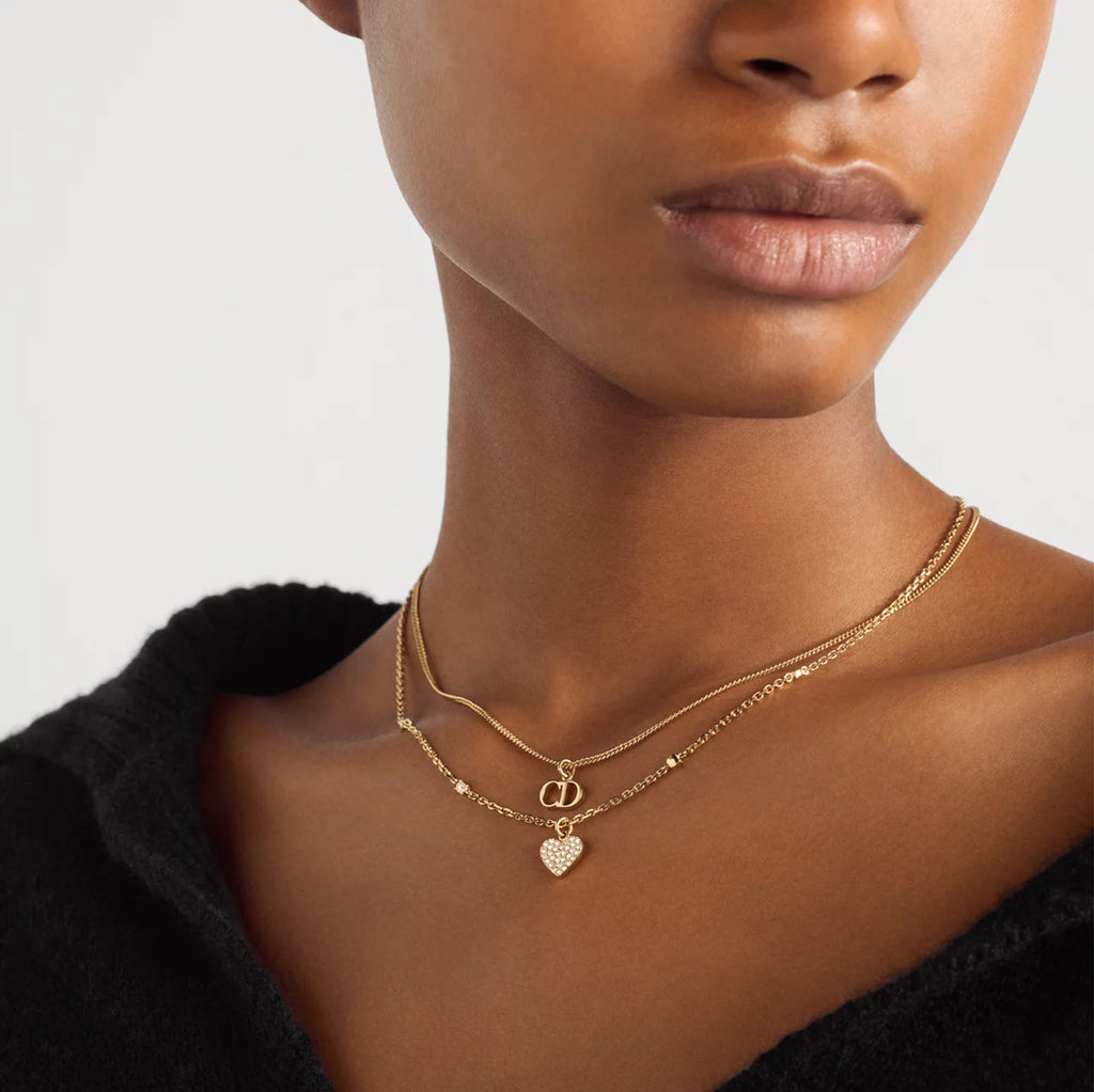 Dior chain D lune necklace,Dior cd heart charm necklace,Dior cd crystal necklace,Dior cd crystal necklace gold,Dior gold neck