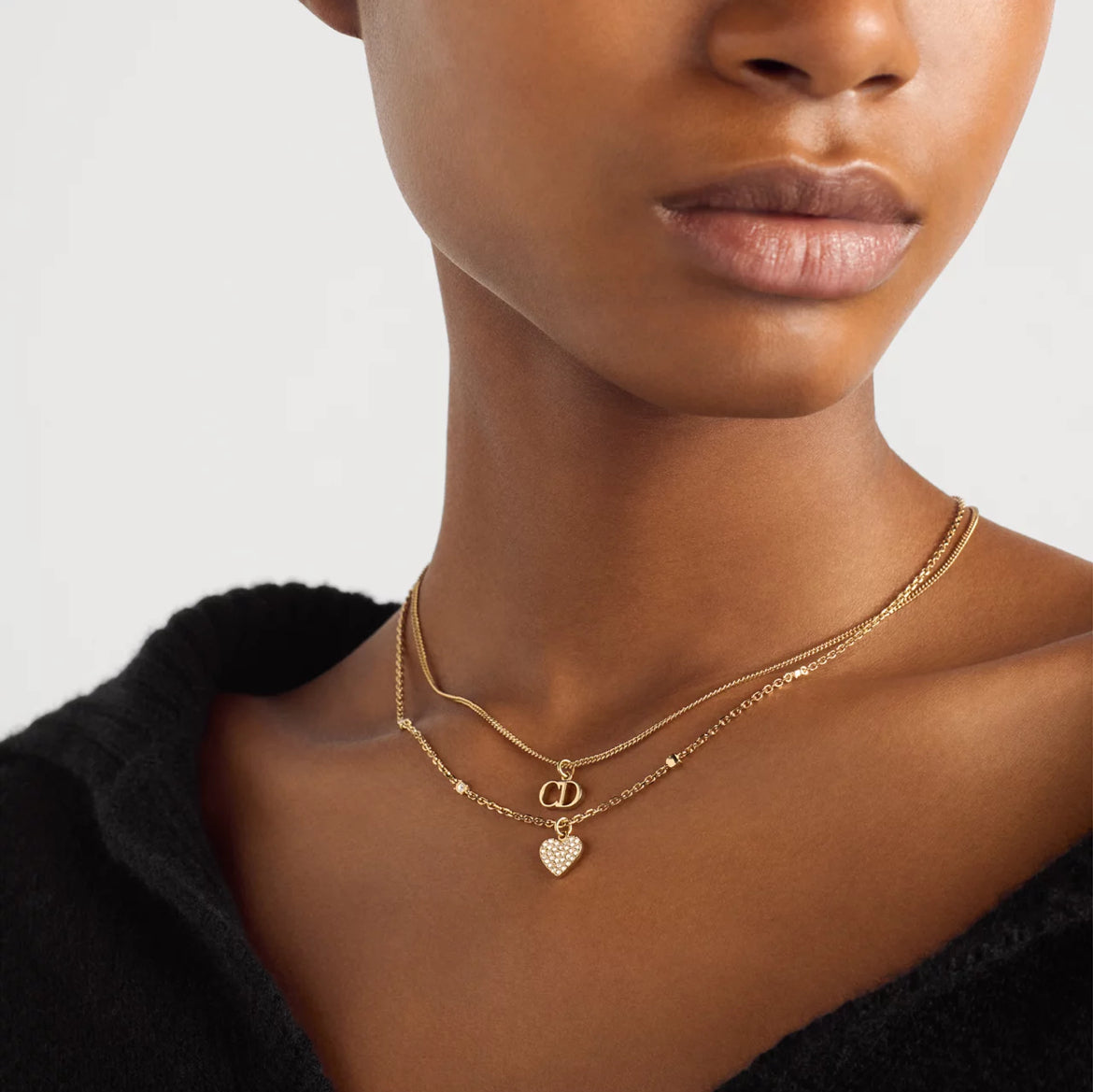 Dior chain D lune necklace,Dior cd heart charm necklace,Dior cd crystal necklace,Dior cd crystal necklace gold,Dior gold neck