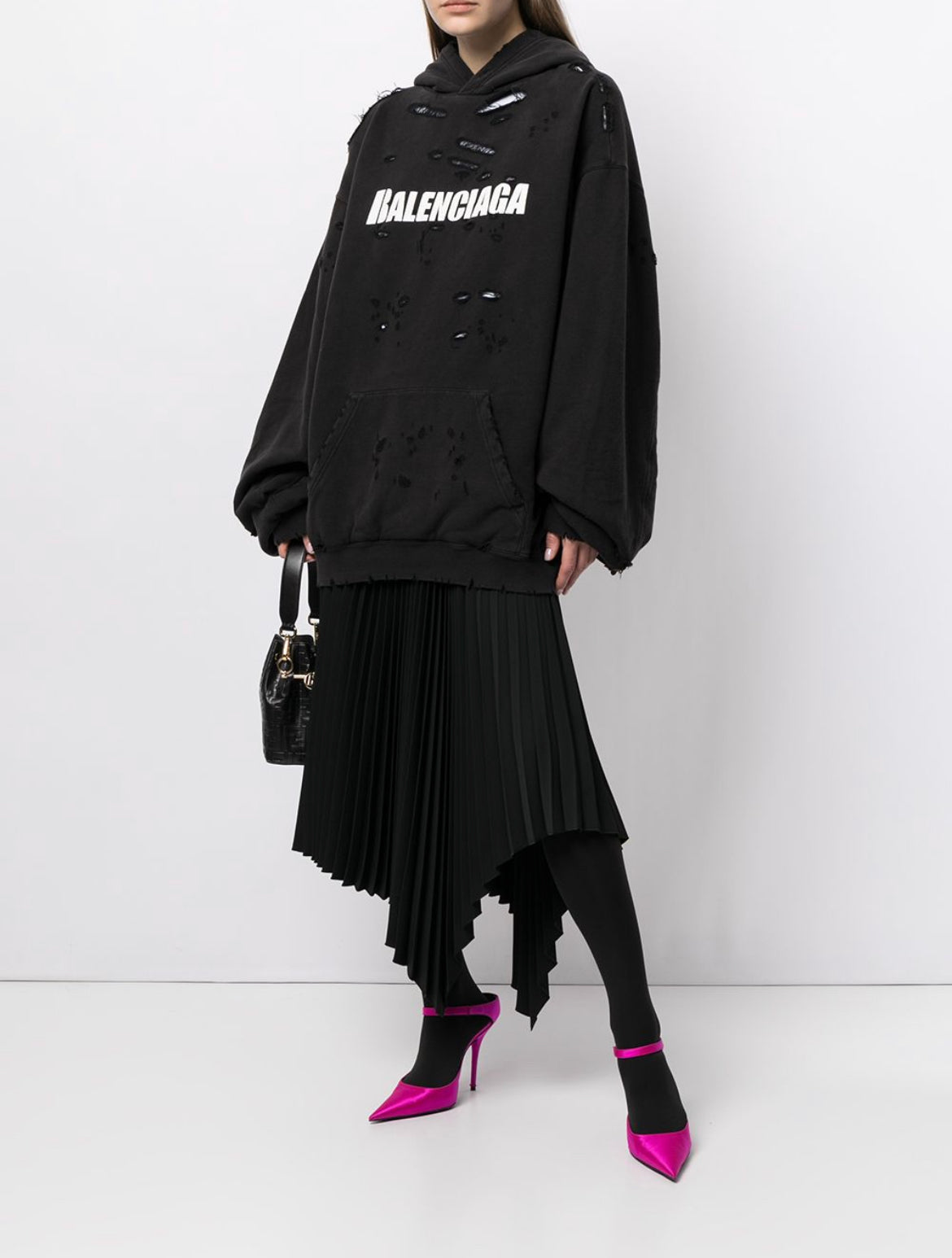Balenciaga ripped oversize logo hoodie