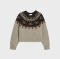 Celine cropped crewneck sweater in triomphe fair isle wool,celine online shop,celine outlet ,celine sweater,celine 2ADJ7823V.