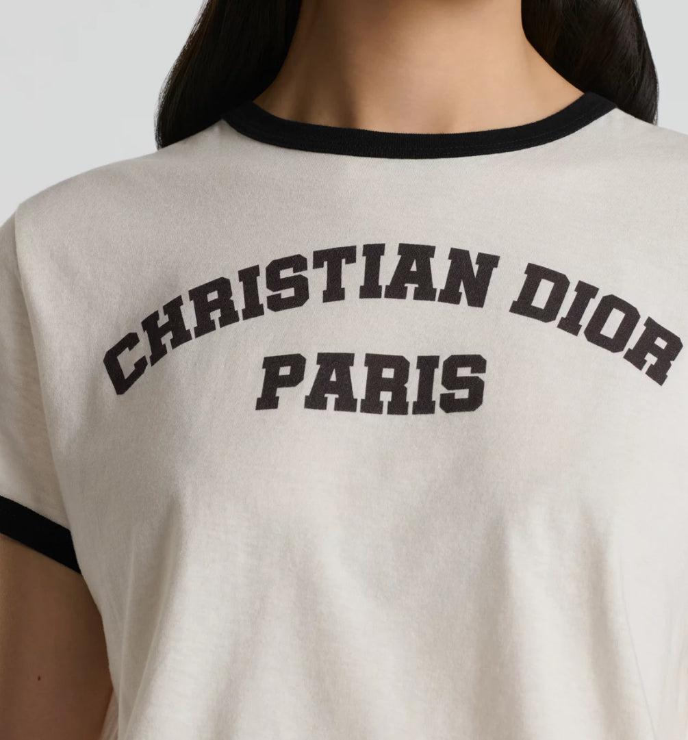 Dior 513T0B4222,Dior linen jersey T-shirt,Dior white T-shirt,Dior white T-shirt womens,Dior womens T-shirt 2025ss,Dior T-Shir