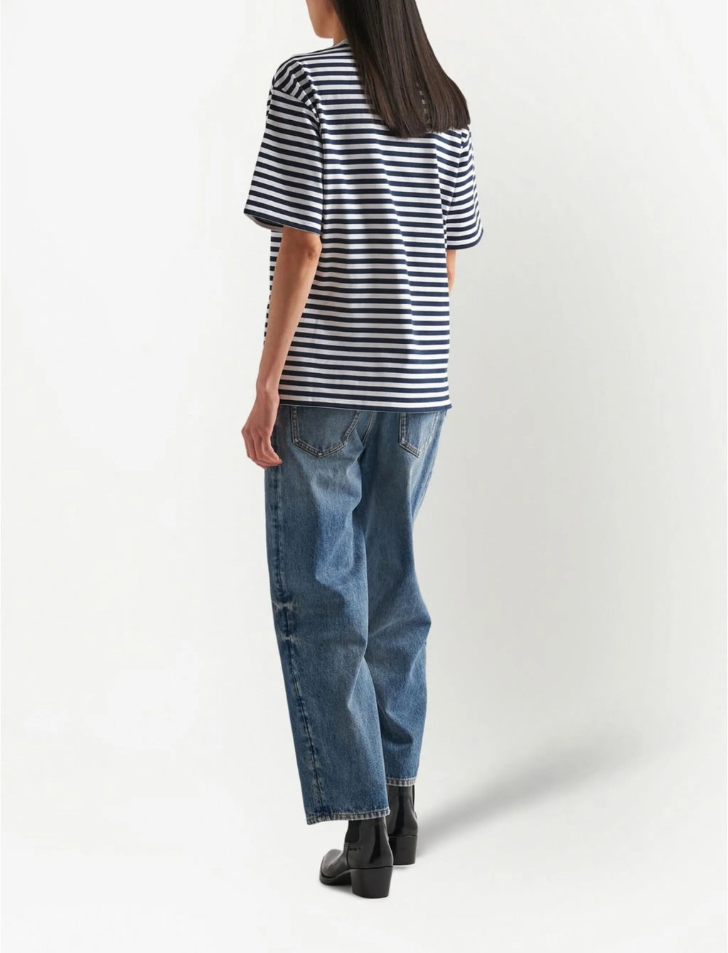 Prada 3515BS23112T2,Prada striped T-shirt,Prada navy striped T-shirt,Prada striped T-shirt womens,Prada striped womens T-shir