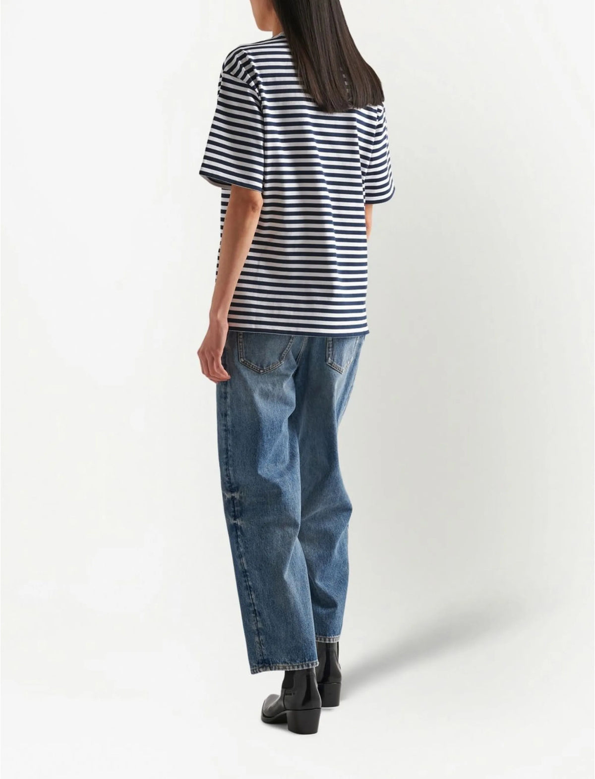 Prada 3515BS23112T2,Prada striped T-shirt,Prada navy striped T-shirt,Prada striped T-shirt womens,Prada striped womens T-shir