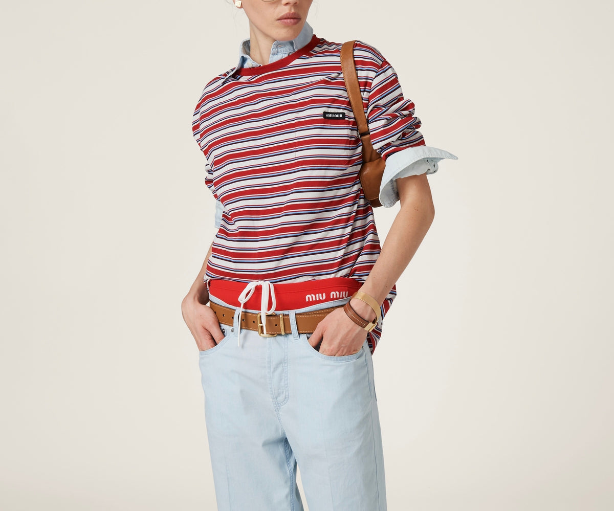 Miu Miu Long sleeved cotton jersey T-shirt