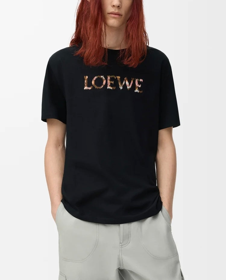Loewe H526Y22XCM,Winniemodo,Winnie modo,Loewe relaxed fit T-shirt cotton,Loewe embroidery t-shirt,Loewe embroidery t-shirt bl