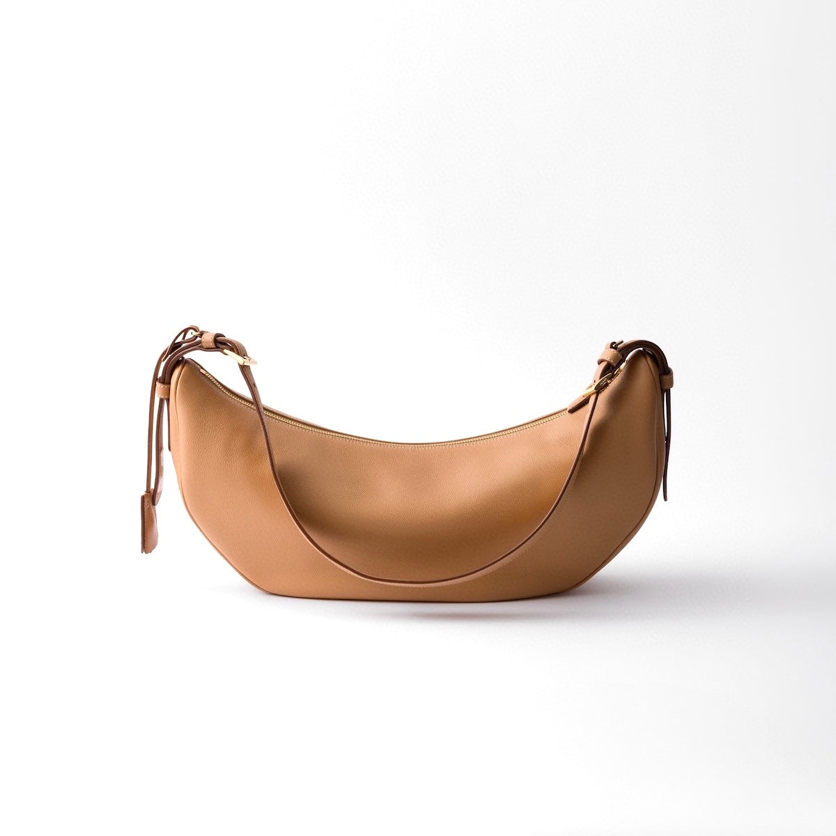 Prada P01079974,Prada Demi-Lune Large leather shoulder bag,Prada Demi-Lune brown shoulder bag,Prada brown shoulder bag,Prada
