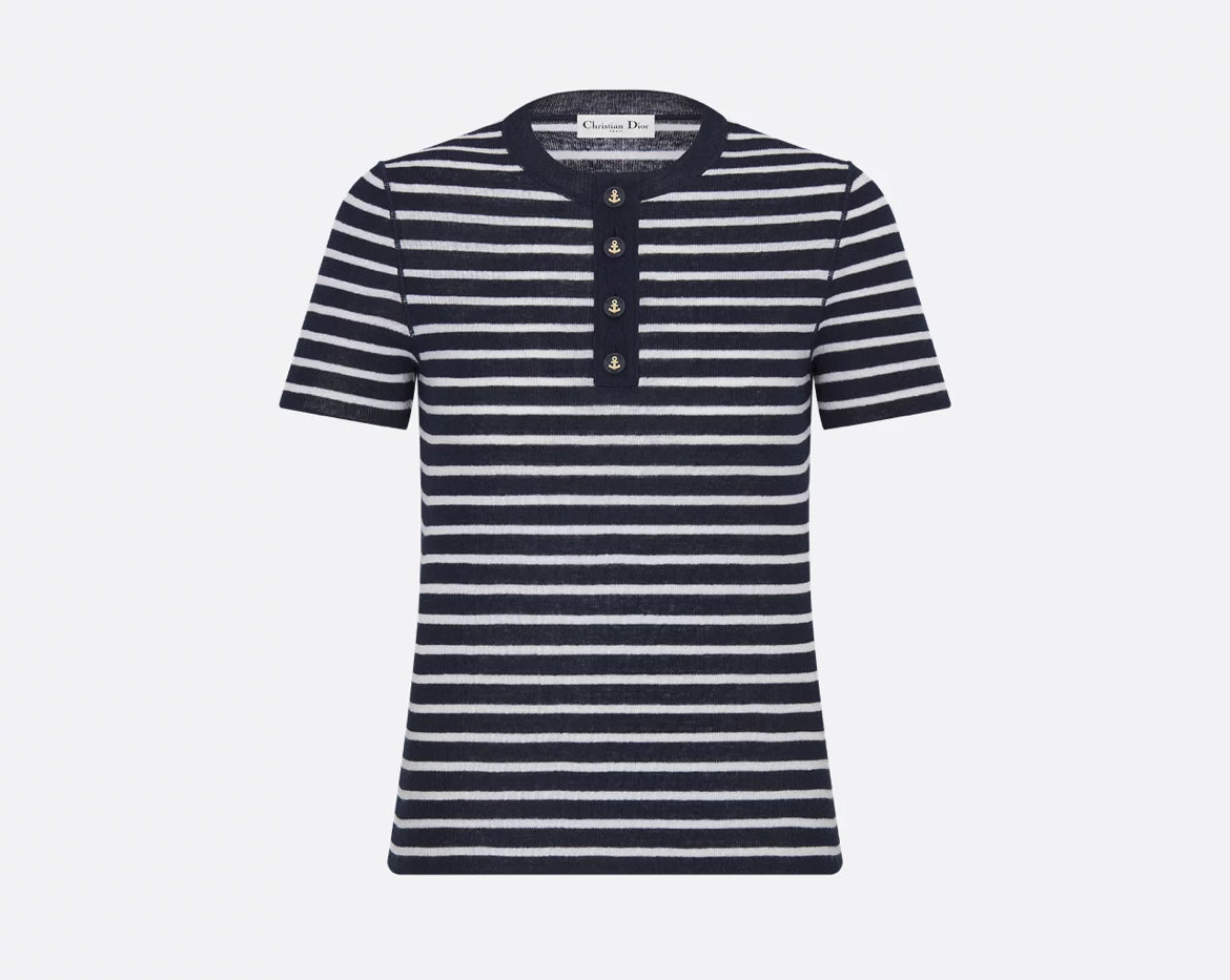 Dior 514S71A7008,Dior marine short sleeved top,Dior short sleeved top,Dior striped short sleeved top,Dior short sleeved top o