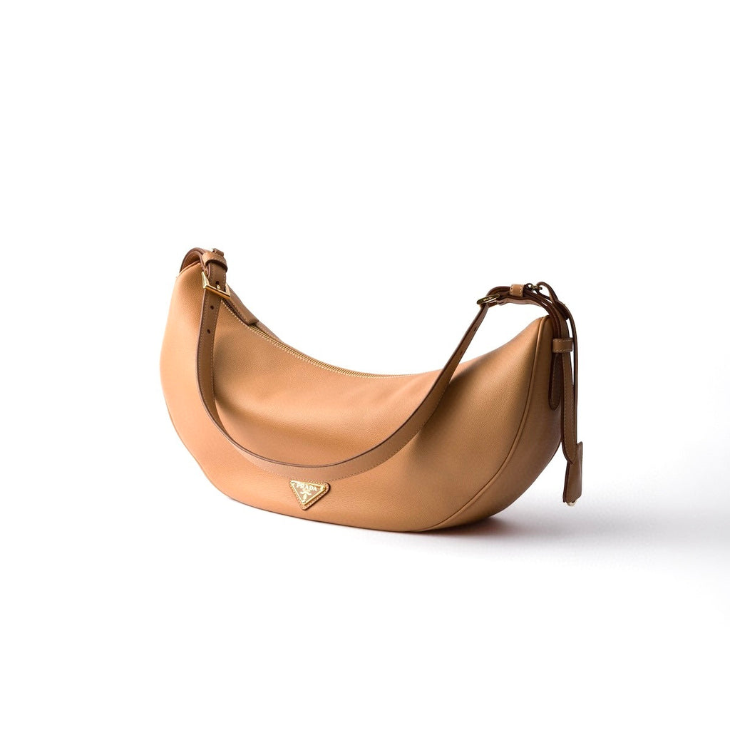 Prada P01079974,Prada Demi-Lune Large leather shoulder bag,Prada Demi-Lune brown shoulder bag,Prada brown shoulder bag,Prada