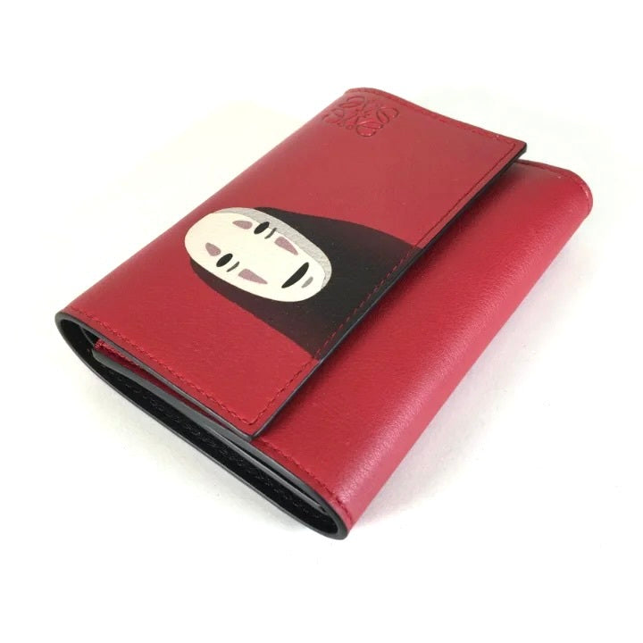 Loewe Spirited Away Noface Kaonasi Red Leather Wallet,Loewe kaonashi wallet,Loewe studio ghibli spirited away kaonashi wallet