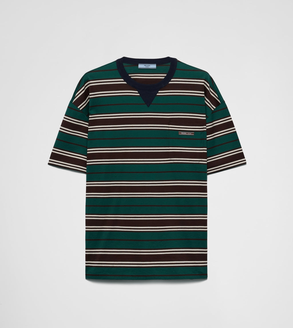 Prada 39610 16XT,Prada striped lisle cotton T-shirt,Prada striped lisle cotton Tee,Prada striped T-shirt,Prada striped Tee,Pr