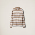 MIU MIU MJL015SOOO14RT,Miu Miu polo shirt,Miu Miu striped polo shirt,MIU MIU long sleeve polo shirt,MIU MIU long sleeve beige