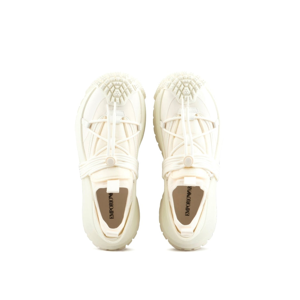 Emporia Armani X4X653XR08300638,Emporia Armani Nylon Sneakers With Scuba Details,Emporia Armani white sneaker,Emporia Armani