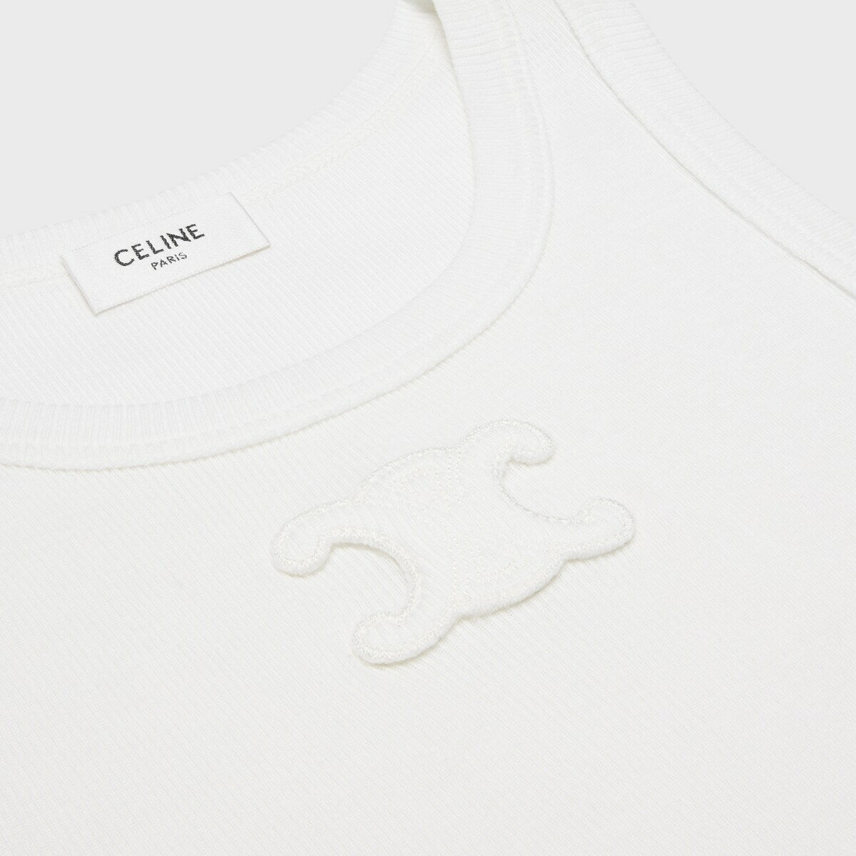 Celine 2X45N019.01OW,Celine triomphe top,Celine triomphe vest,Celine triomphe white vest,Celine white vest,Celine white top,C
