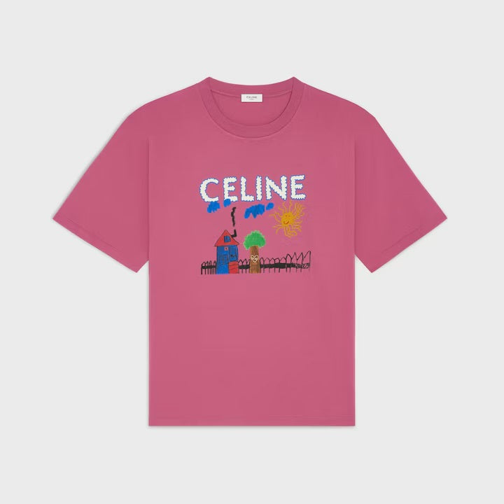 Celine RX0D5507Z.01MU,Celine RX0D5507Z.GDD7,Celine loose T-shirt in cotton jersey,Celine drawing print t-shirt,Celine Home pr
