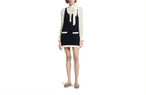 Gucci 828739 XKESV,Gucci cotton crochet dress,Gucci navy dress,Gucci sleeveless dress navy,Gucci sleeveless dress on sale,Guc