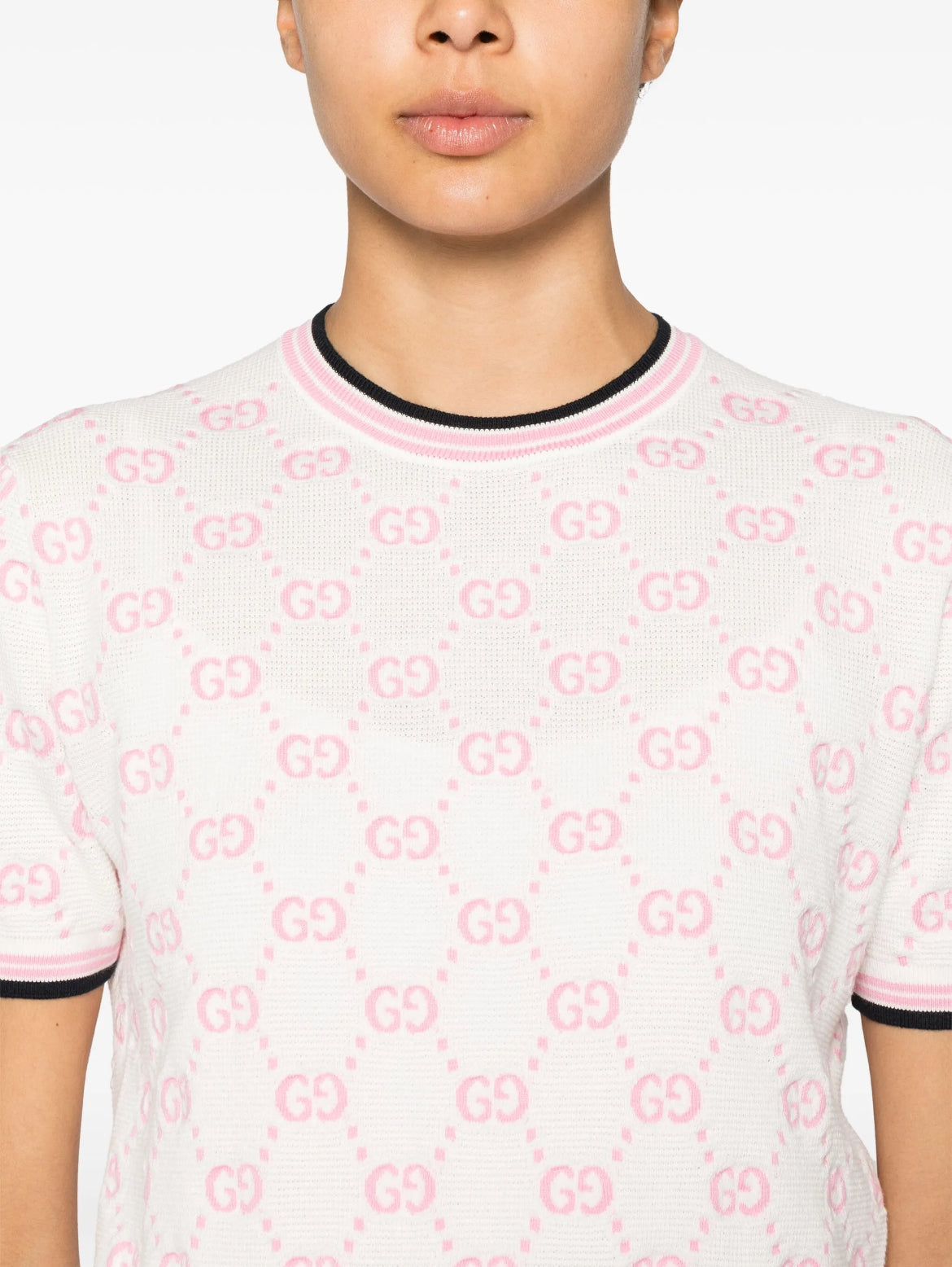 Gucci 788766XKD1R,Gucci GG monogram jumper,Gucci pink GG monogram jumper,Gucci pink GG monogram sweater,Gucci monogram sweate