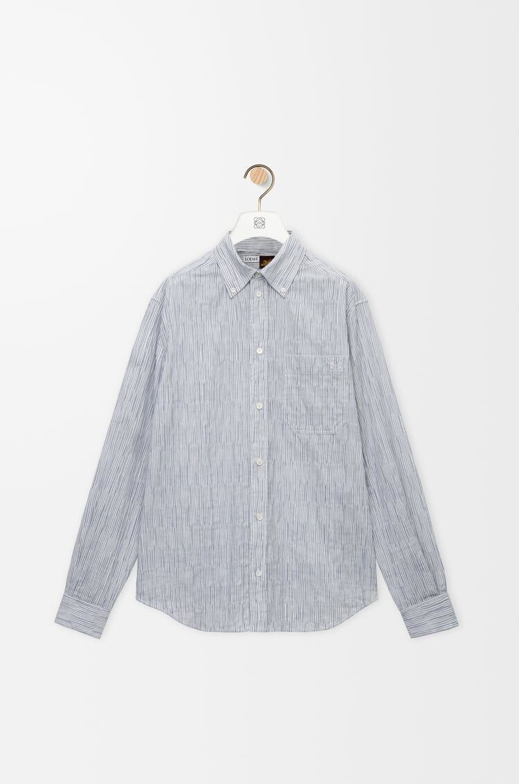 Loewe H616Y05X69,Loewe shirt in cotton blend,Loewe shirt mens,Loewe blue mens shirt,Loewe shirt on sale,Loewe men shirt 2025,