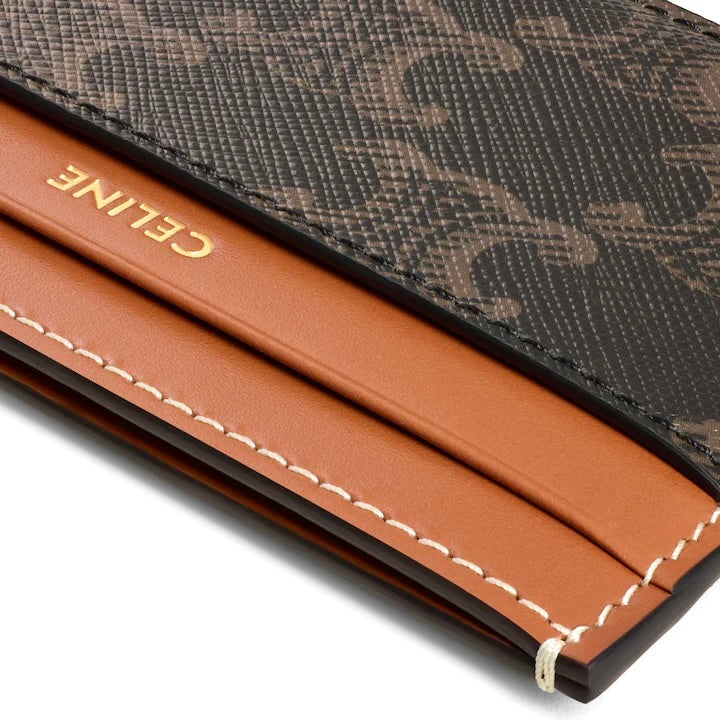 Celine 10P322EEN.04LU,Celine MEDIUM CARD HOLDER IN TRIOMPHE CANVAS AND CALFSKIN,Celine triomphe card holder,Celine cardholder