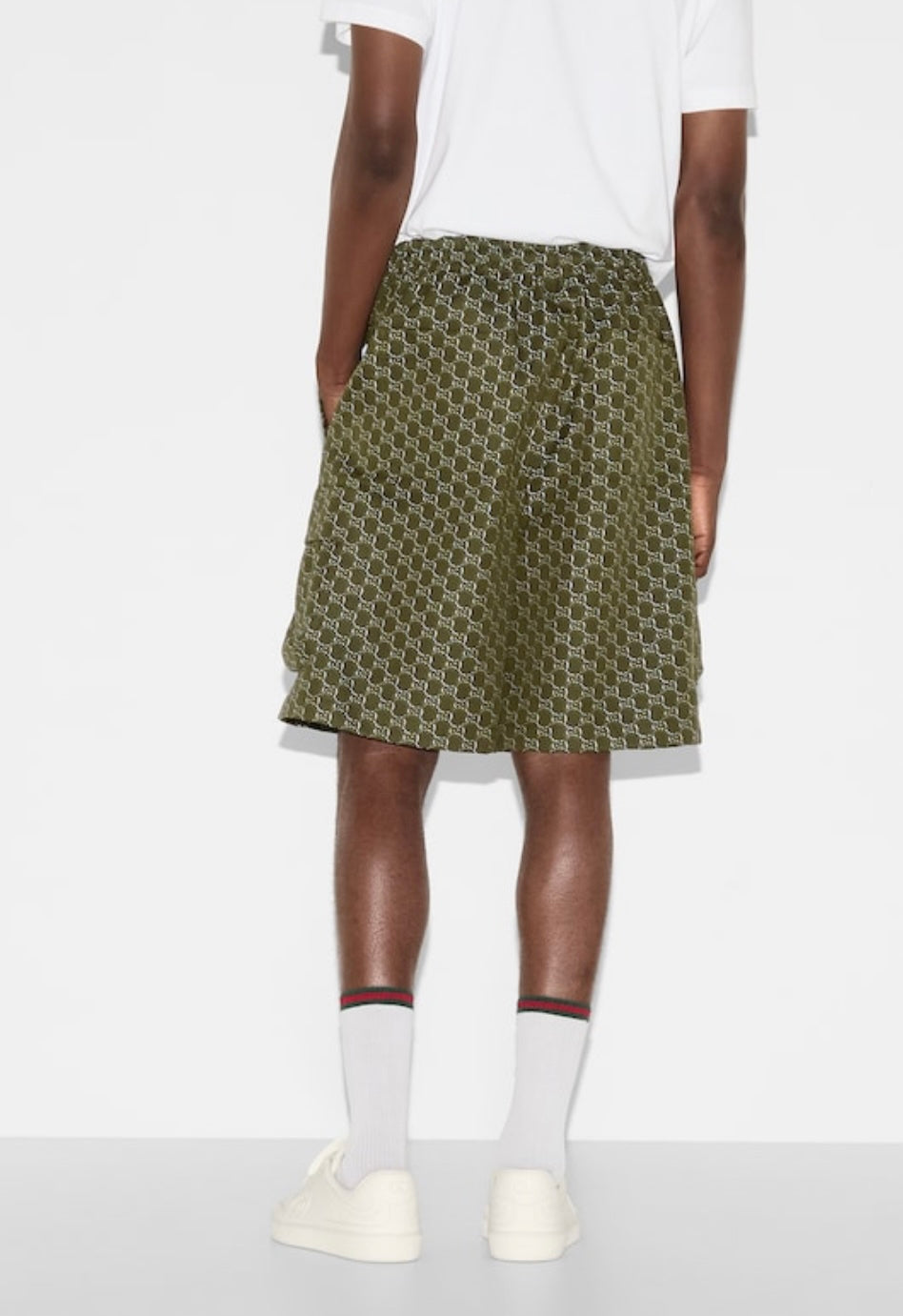 Gucci 804980ZAR26,Gucci jacquard shorts,Gucci jacquard shorts GG monogram,Gucci green shorts,Gucci green monogram shorts,Gucc