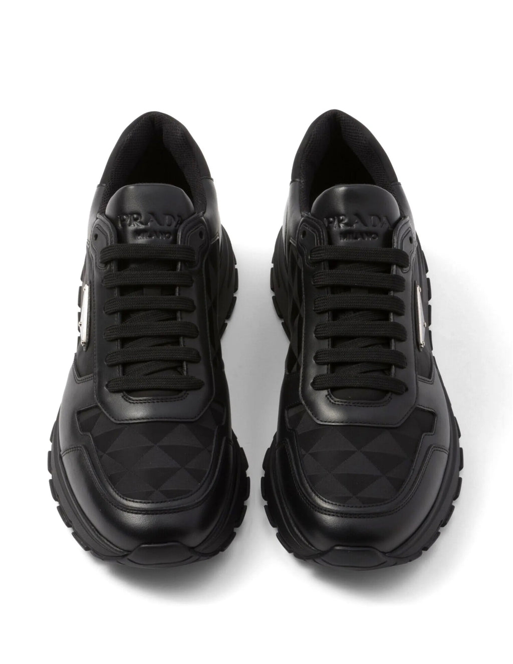Prada logo jacquard leather sneakers,Winniemodo,Winnie modo,Prada leather sneakers,Prada sneakers mens black,Prada sneaker,Pr