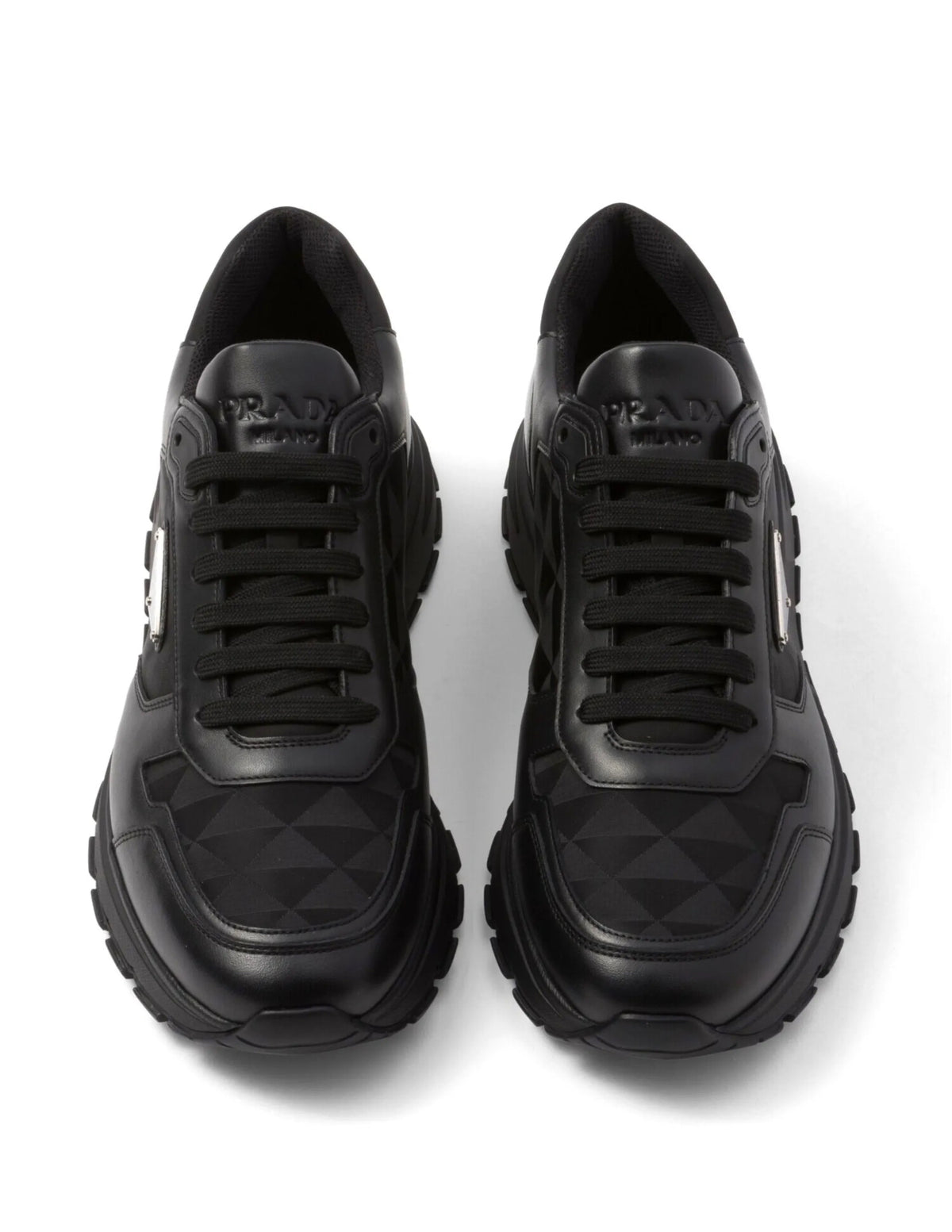 Prada logo jacquard leather sneakers,Winniemodo,Winnie modo,Prada leather sneakers,Prada sneakers mens black,Prada sneaker,Pr