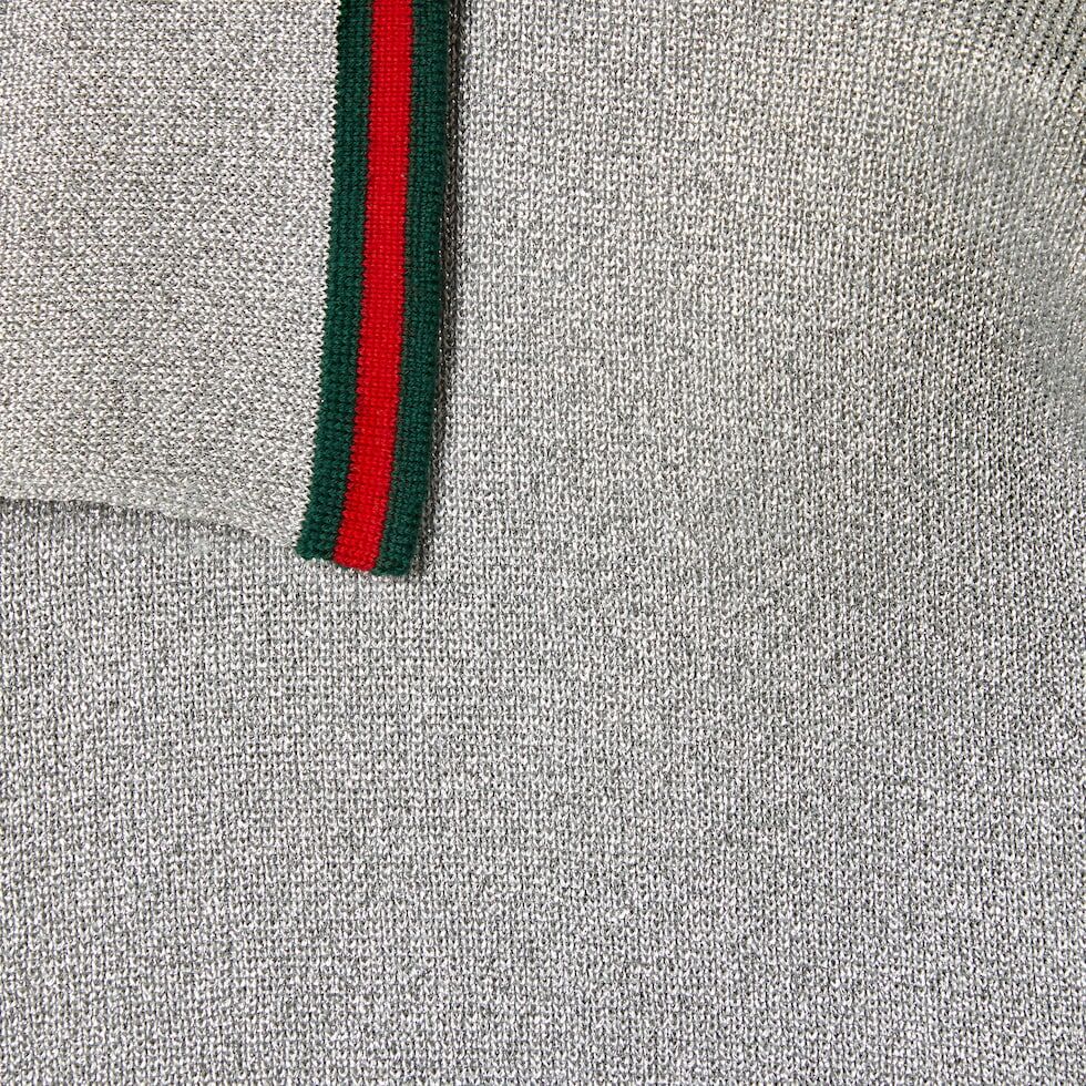 Gucci 805174XKEJE,Gucci lurex polo shirt,Gucci lurex silver polo shirt,Gucci silver polo shirt,Gucci silver men’s polo shirt,