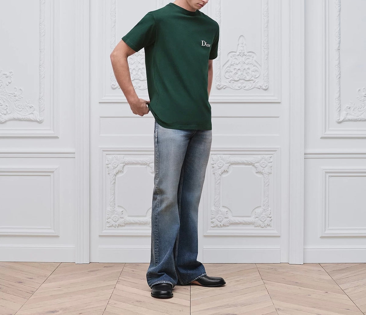 Winniemodo,Winniemodony,Dior 683J606A0677,Dior embroidery T-shirt sale,Dior T-shirt 2026,Dior T-shirt green,Dior T-shirt men